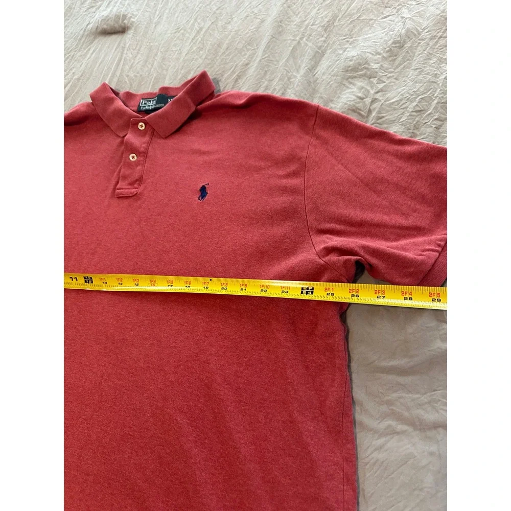 Polo Ralph Lauren Mens XXL Red Heather Short Sleeve Cotton Polo Shirt Blue Pony